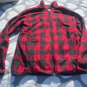 Amazon Essentials Fleece Full Zip Buffalo Plaid Lightweight Jacket Size Medium